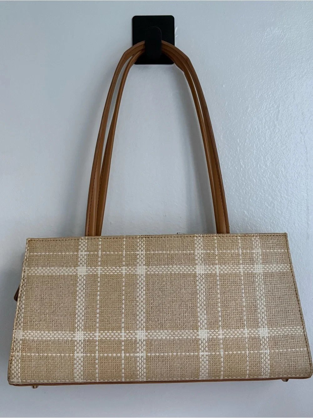 kate spade Beige Plaid Shoulder Bag with Tan Straps